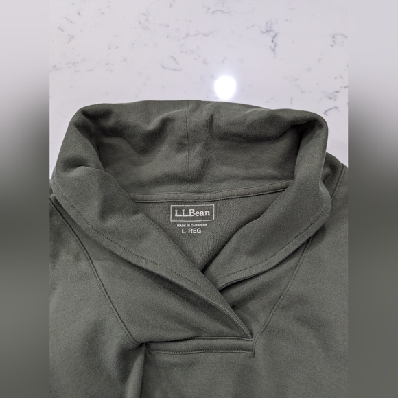 Women's LL Bean Pullover Shawl Collar Green - Picture 2 of 4